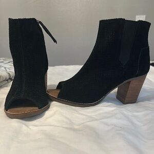 Toms Black Peep-Toe Ankle Booties